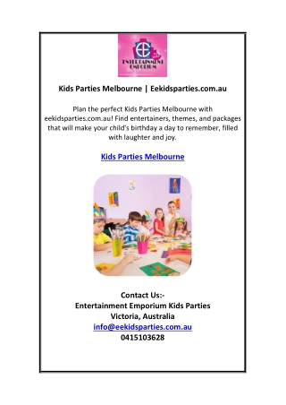 Kids Parties Melbourne | Eekidsparties.com.au
