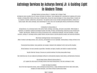 Astrology Services by Acharya Devraj Ji: A Guiding Light in Modern Times