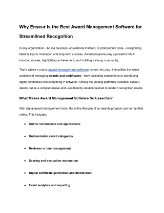 Why Enseur Is the Best Award Management Software for Streamlined Recognition