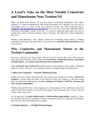 A Local’s Take on the Most Notable Cemeteries and Mausoleums Near Trenton NJ