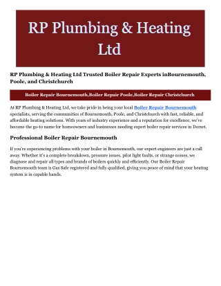 Boiler Repair Christchurch