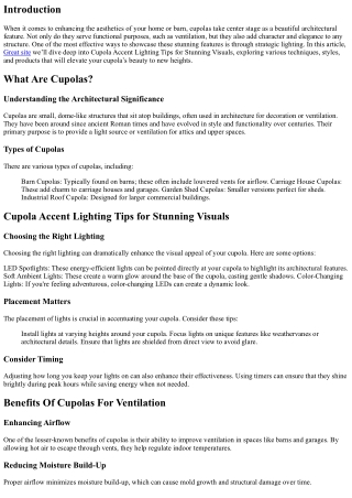 Cupola Accent Lighting Tips for Stunning Visuals