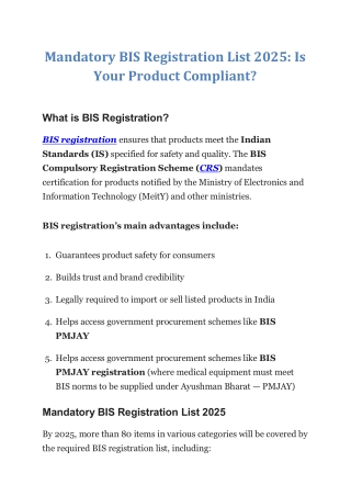 Mandatory BIS Registration List 2025  Is Your Product Compliant