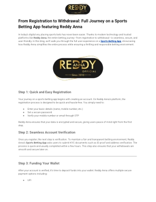From Registration to Withdrawal_ Full Journey on a Sports Betting App featuring Reddy Anna