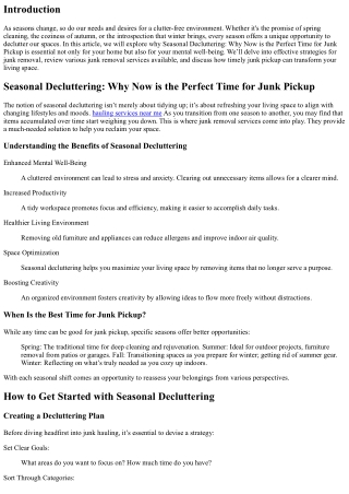 Seasonal Decluttering: Why Now is the Perfect Time for Junk Pickup