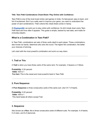 Teen Patti Combinations Cheat Sheet_ Play Online with Confidence