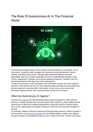 How Autonomous AI Is Transforming the Financial Industry