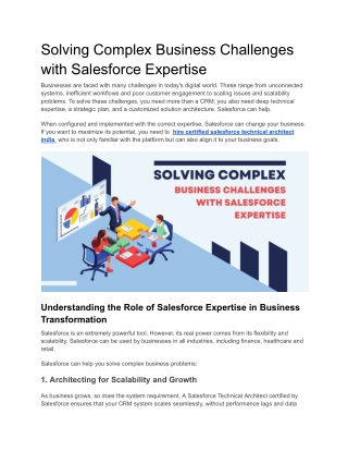 Solving Complex Business Challenges with Salesforce Expertise