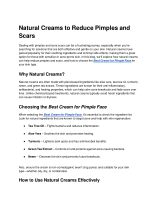 Natural Creams to Reduce Pimples and Scars (1)