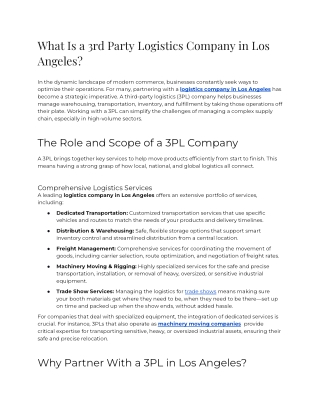 E- What Is a 3rd Party Logistics Company in Los Angeles