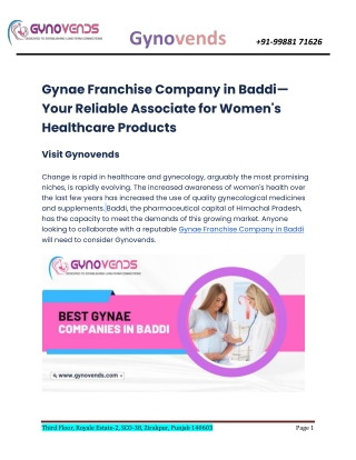 Gynae Franchise Company in Baddi