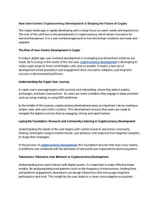 How User-Centric Cryptocurrency Development is Shaping the Future of Crypto