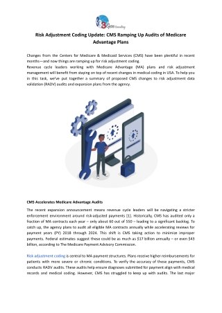 risk adjustment coding update cms ramping