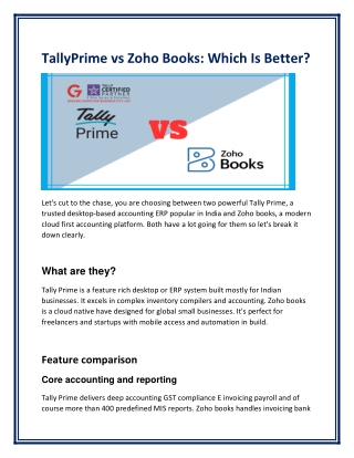 TallyPrime vs Zoho Books Which Is Better