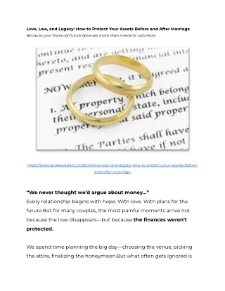 Love, Law, and Legacy_ How to Protect Your Assets Before and After Marriage