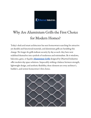 Why Are Aluminium Grills the First Choice for Modern Homes?
