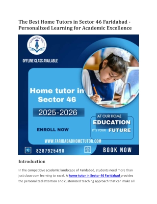 Home Tutors in Sector 46 Faridabad | Best rated tutors in Faridabad