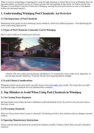when it comes to maintaining a swimming pool
