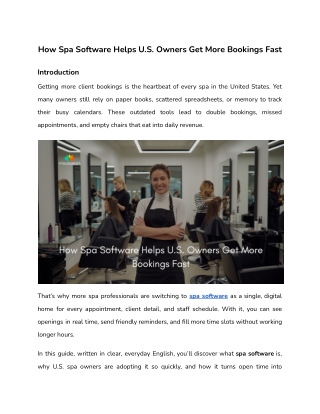 How Spa Software Helps U.S. Owners Get More Bookings Fast