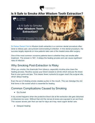 Is It Safe to Smoke After Wisdom Tooth Extraction