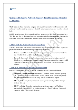 quick and effective network support