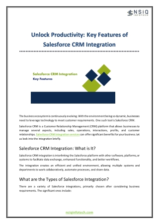 Unlock ProductivityKey Features of Salesforce CRM Integration