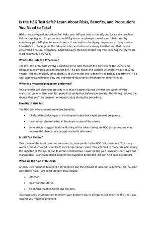 Is the HSG Test Safe Learn About Risks, Benefits, and Precautions You Need to Take!