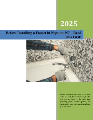 Before Installing a Faucet in Neptune NJ – Read This First!
