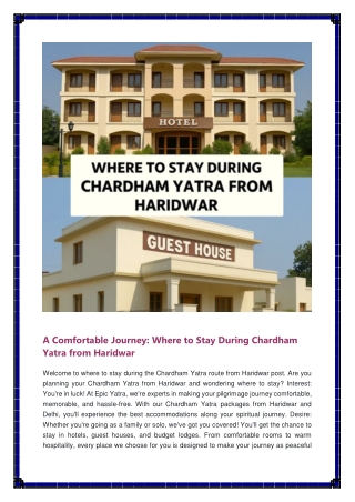 Where to Stay During Chardham Yatra route from Haridwar.