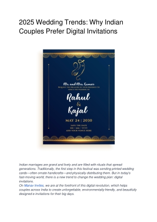 2025 Wedding Trends_ Why Indian Couples Prefer Digital Invitations