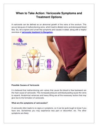 When to Take Action Vericocele Symptoms and Treatment Options