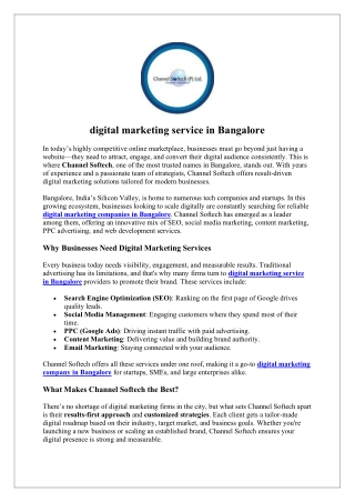 digital marketing service in Bangalore