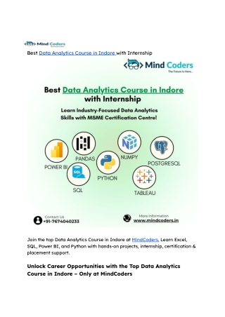 Best Data Analytics Course in Indore with Internship