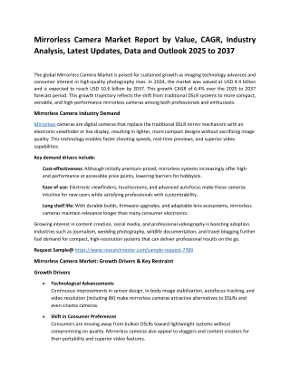 mirrorless camera market report by value cagr