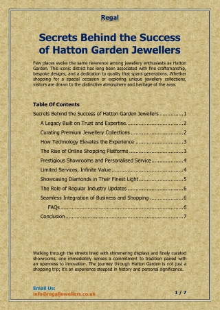 Secrets Behind the Success of Hatton Garden Jewellers
