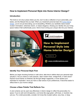 How to Implement Personal Style into Home Interior Design_