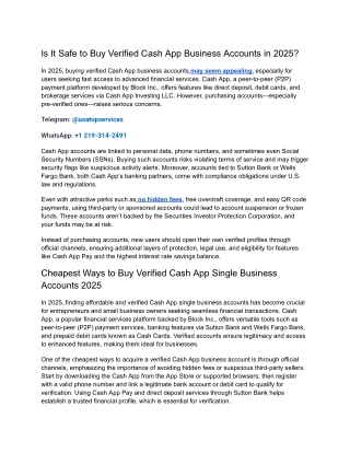 Is It Safe to Buy Verified Cash App Business Accounts in 2025_