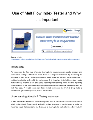 use of melt flow index tester