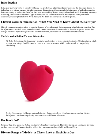Clitoral Vacuum Stimulation: What You Need to Know About the Satisfyer