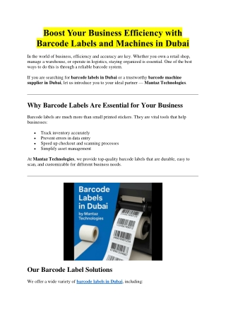 Boost Your Business Efficiency with Barcode Labels and Machines in Dubai