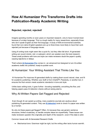 How AI Humanizer Pro Transforms Drafts into Publication-Ready Academic Writing