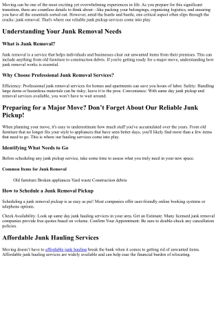 Preparing for a Major Move? Don’t Forget About Our Reliable Junk Pickup!