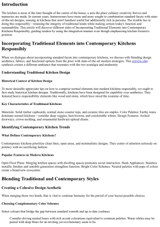 Incorporating Traditional Elements into Contemporary Kitchens Responsibly