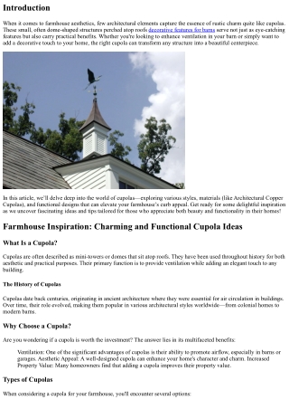 Farmhouse Inspiration: Charming and Functional Cupola Ideas