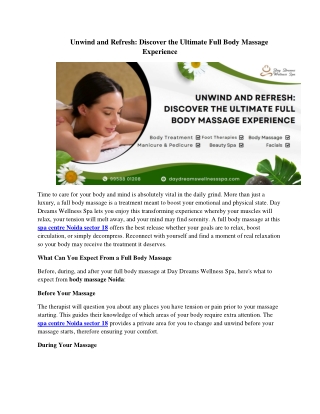Unwind and Refresh Discover the Ultimate Full Body Massage Experience