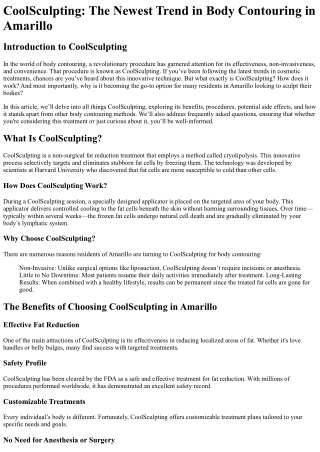 CoolSculpting The Newest Trend in Body Contouring in Amarillo