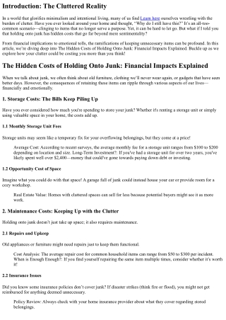 The Hidden Costs of Holding Onto Junk: Financial Impacts Explained