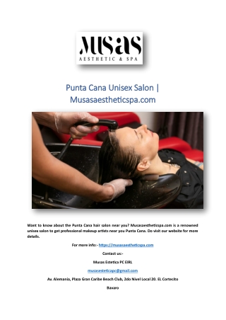 Punta Cana Unisex Salon | Musasaestheticspa.com