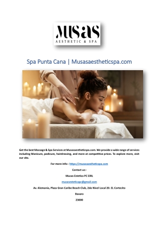 Spa Punta Cana | Musasaestheticspa.com