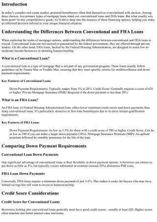 Understanding the Differences Between Conventional and FHA Loans
